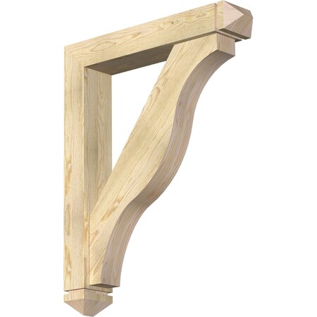 Ekena Millwork Funston Arts and Crafts Rough Sawn Bracket w/ Offset Brace, Douglas Fir, 6"W x 32"D x 40"H BKT0604X32X40FST03RDF